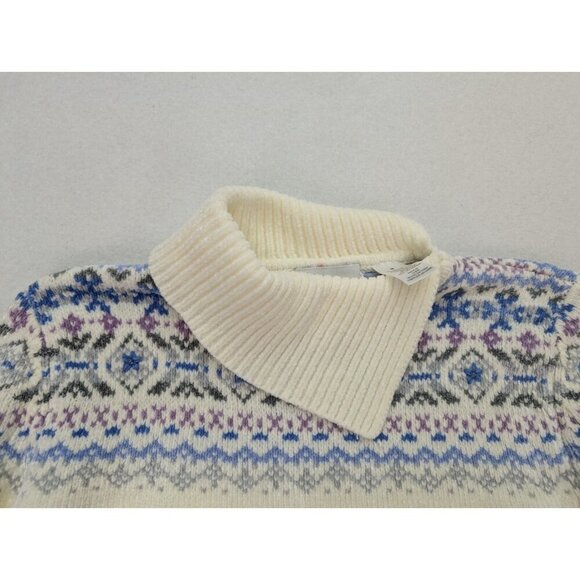 Alfred Dunner Women's Sweater Size M Ivory Cream Chenille Fair Isle Pullover - Picture 3 of 14